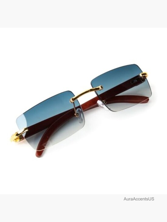 Vintage Rimless Rectangular Sunglasses Retro UV400 Polarized Unisex Square main image 7